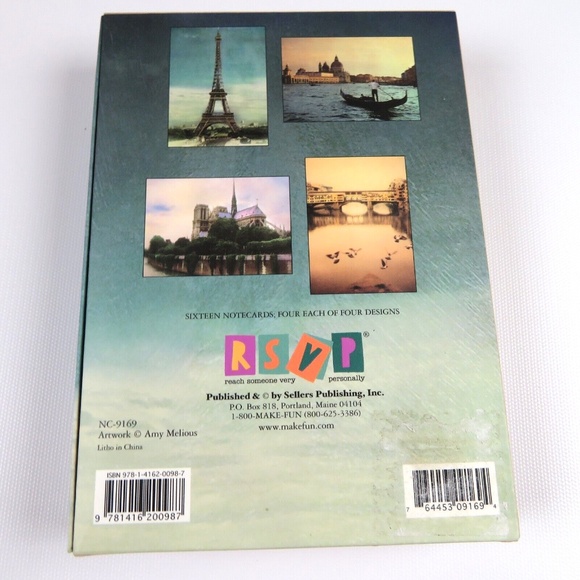 NEW- THE ROMANCE OF EUROPE, set of 16 blank notecards Paris France 4.75"X6.50" - Picture 4 of 4